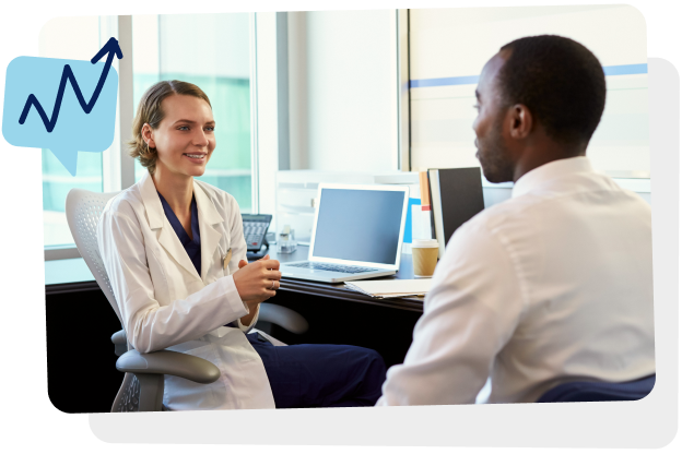 Immagine in cui una dottoressa parla con una paziente